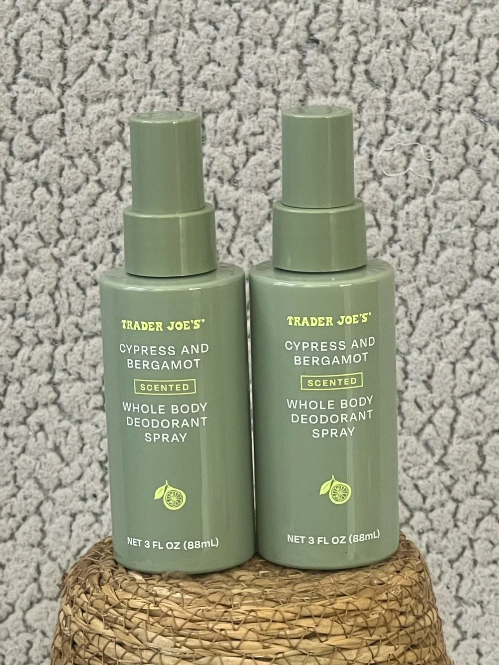 Trader Joe’s Cypress & Bergamot Whole Body Deodorant Spray Green 3oz 2 Pack NWT
